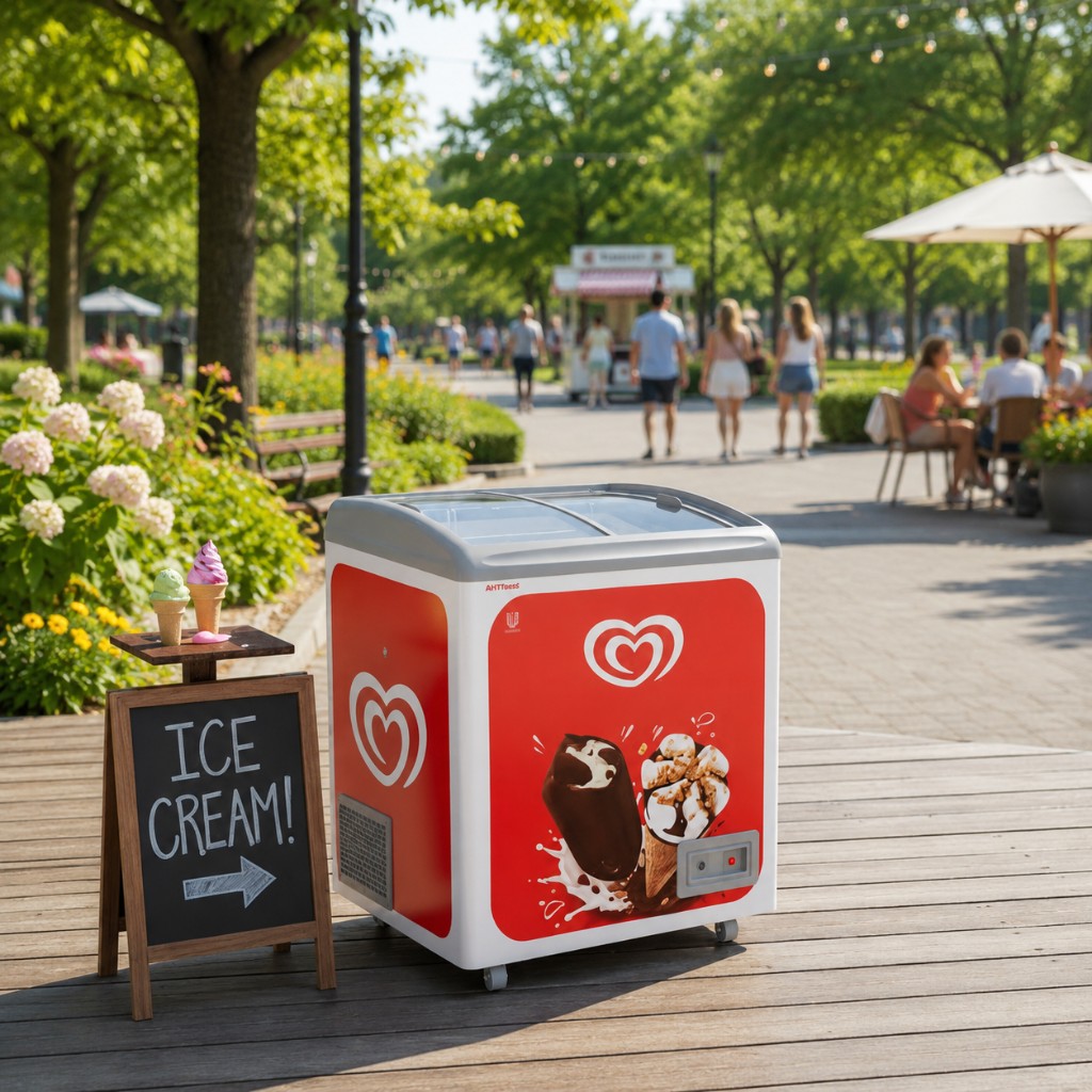 Eistruhe mit Eis-Angebot – ideal für Gartenfeste und Events in Wien und NÖ